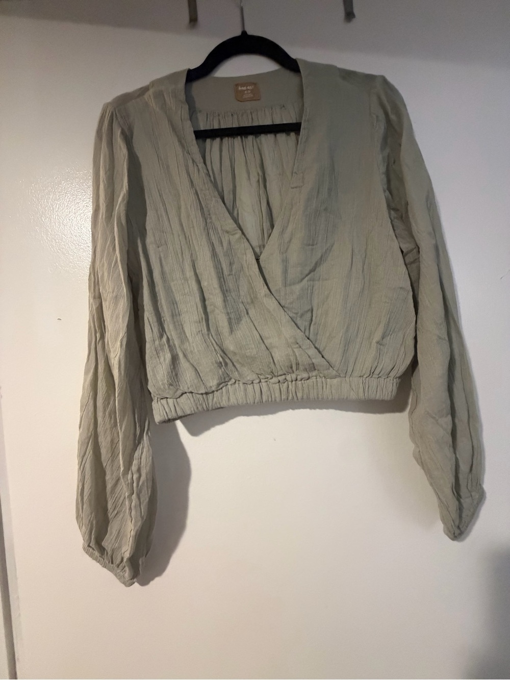 Free People Sage Green Wrap Blouse